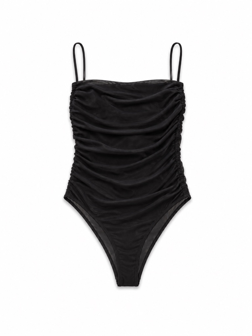 ❁ 3/$15 ❁ NWOT Garage Black Ruched Open Back Criss Cross Strappy Bodysuit, XS